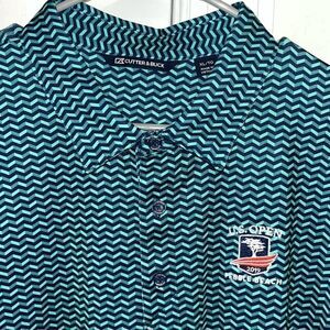 C & B Stretch Blue/Green Print US Open 2019 Pebble Beach golf shirt XL men’s